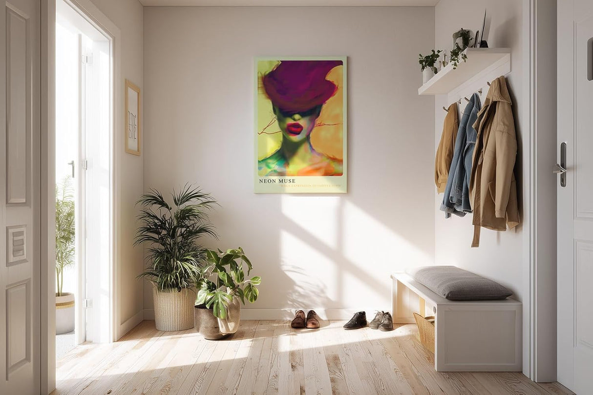 Paul Sinus Kunstdruck 40x60cm Neon Muse Pop Art Porträt in Neonfarben When Expression Outshines Form