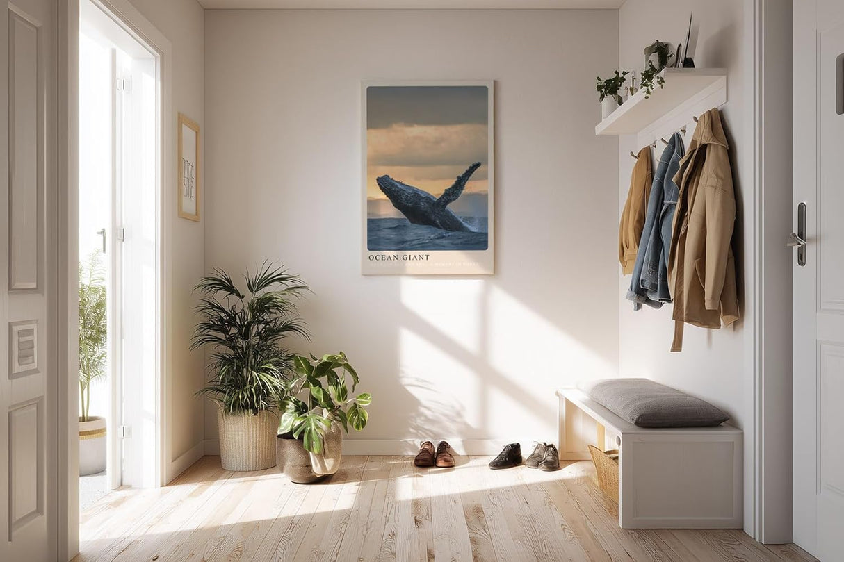 Paul Sinus Kunstdruck 40x60cm Ocean Giant Sprung eines Wals aus dem Wasser vor Sonnenuntergang