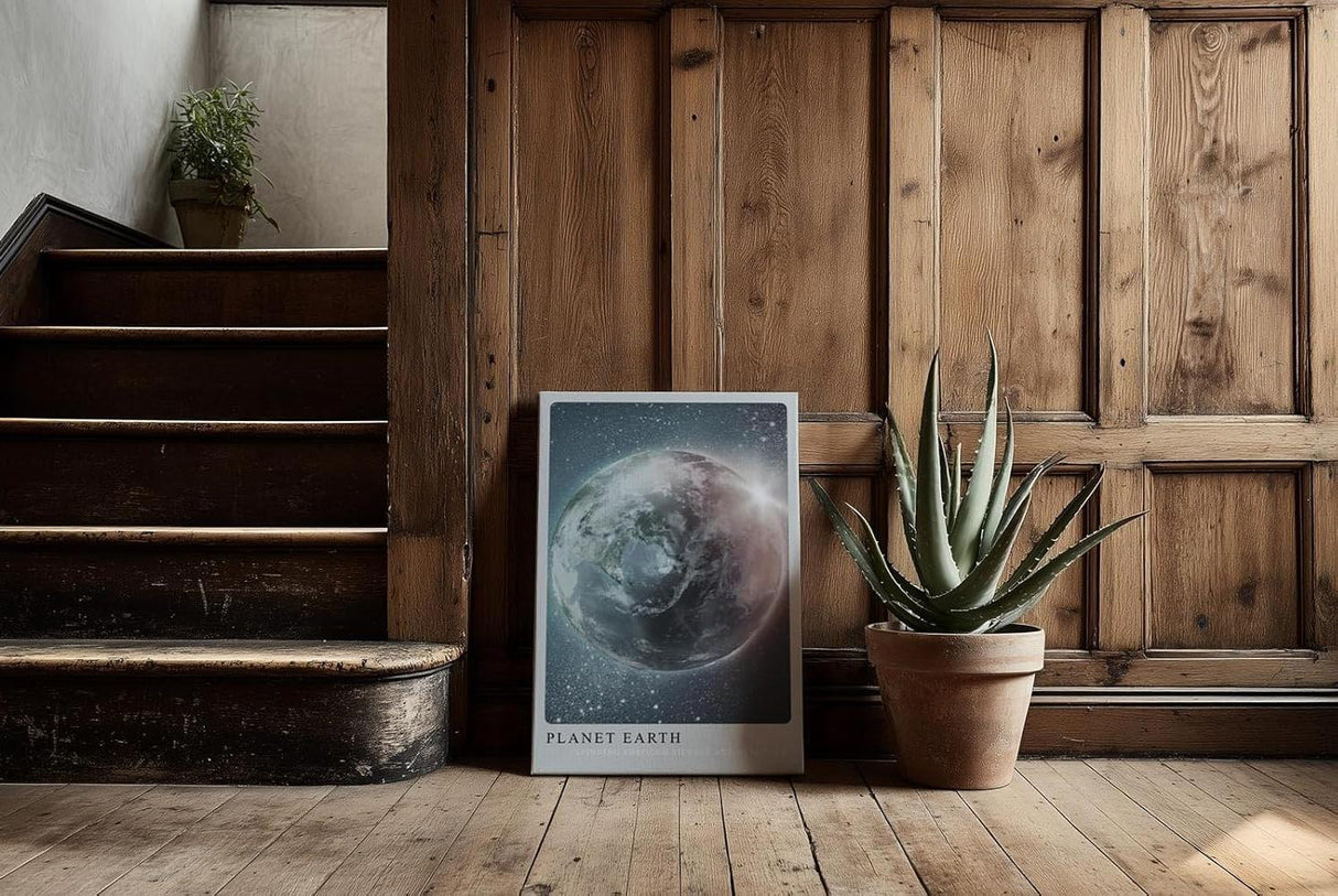 Paul Sinus Kunstdruck 40x60cm Planet Earth – Erde aus dem All mit Sonnenlicht und Sternenstaub