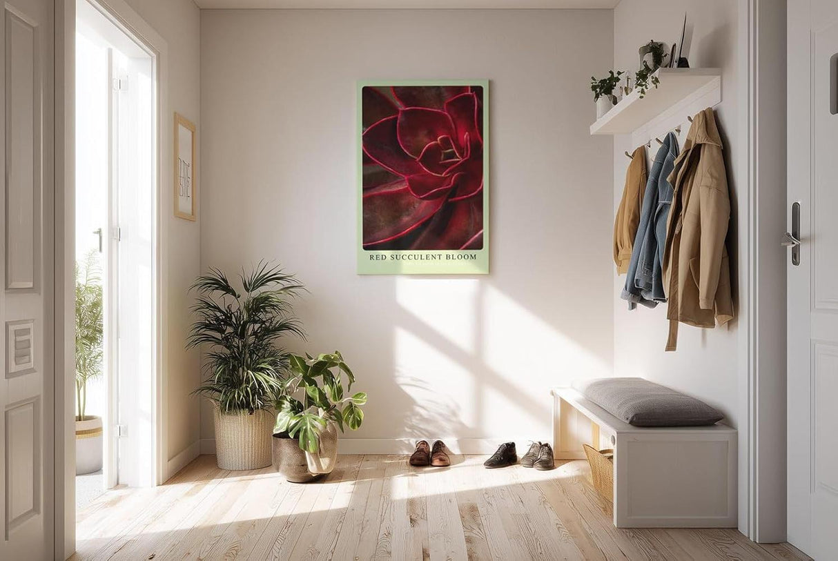 Paul Sinus Kunstdruck 40x60cm Red Succulent Bloom – Feuerrote Sukkulente in Nahaufnahme als modernes Kunstwerk