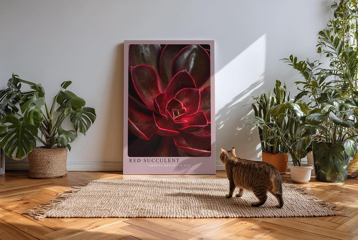 Paul Sinus Kunstdruck 40x60cm Red Succulent Makro Pflanze Dunkelrot Natur Sukkulente Struktur