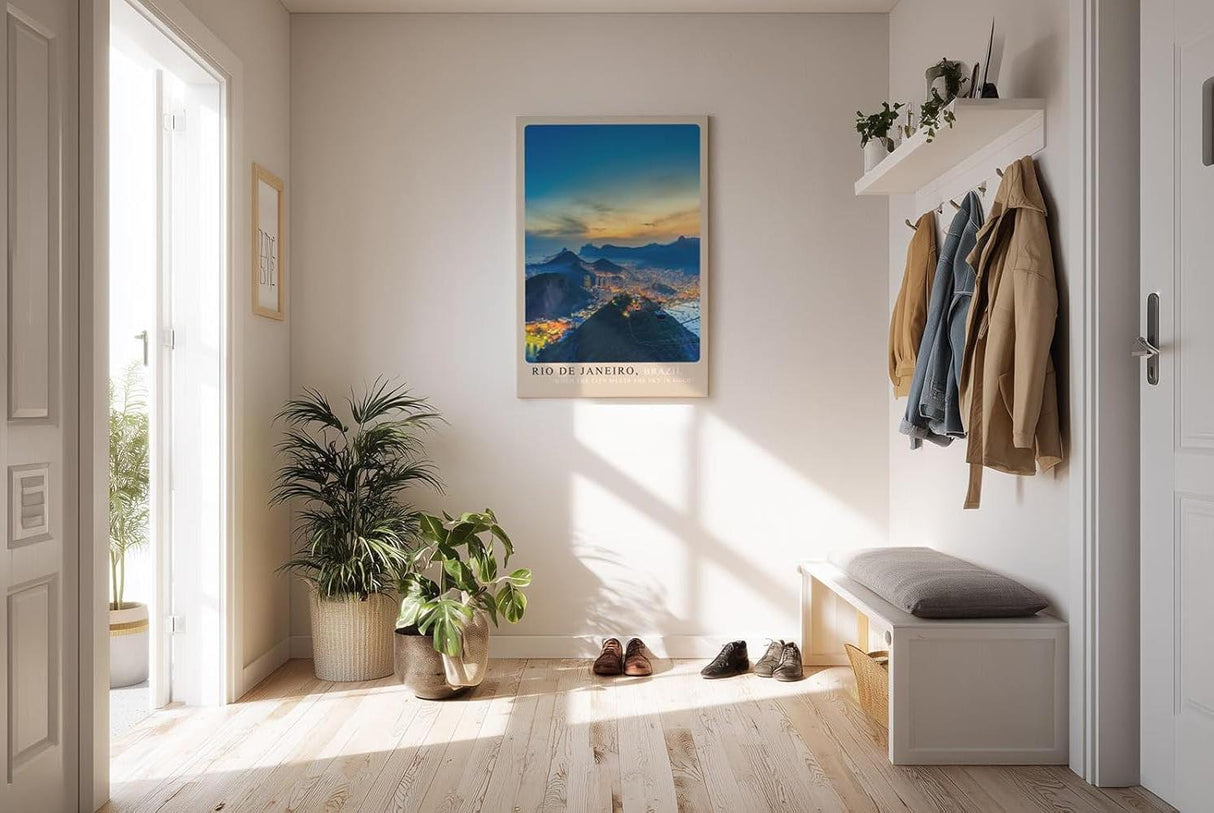 Paul Sinus Kunstdruck 40x60cm Rio de Janeiro mit Blick auf Stadt, Berge und Meer bei Sonnenuntergang