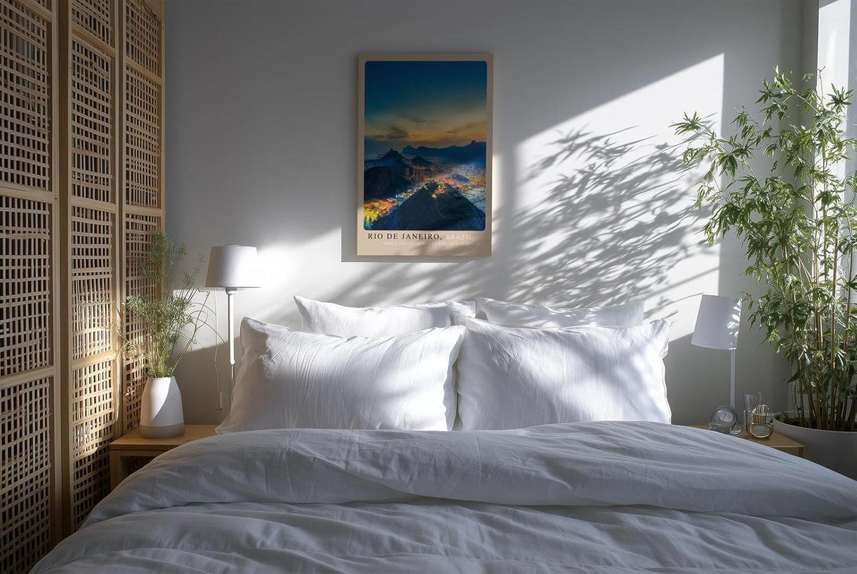 Paul Sinus Kunstdruck 40x60cm Rio de Janeiro mit Blick auf Stadt, Berge und Meer bei Sonnenuntergang