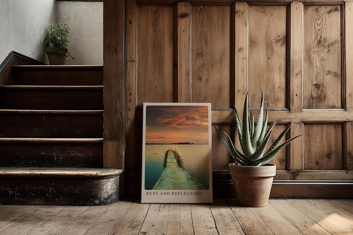 Paul Sinus Kunstdruck 40x60cm Rust and Reflection Verrosteter Steg im See bei Sonnenuntergang