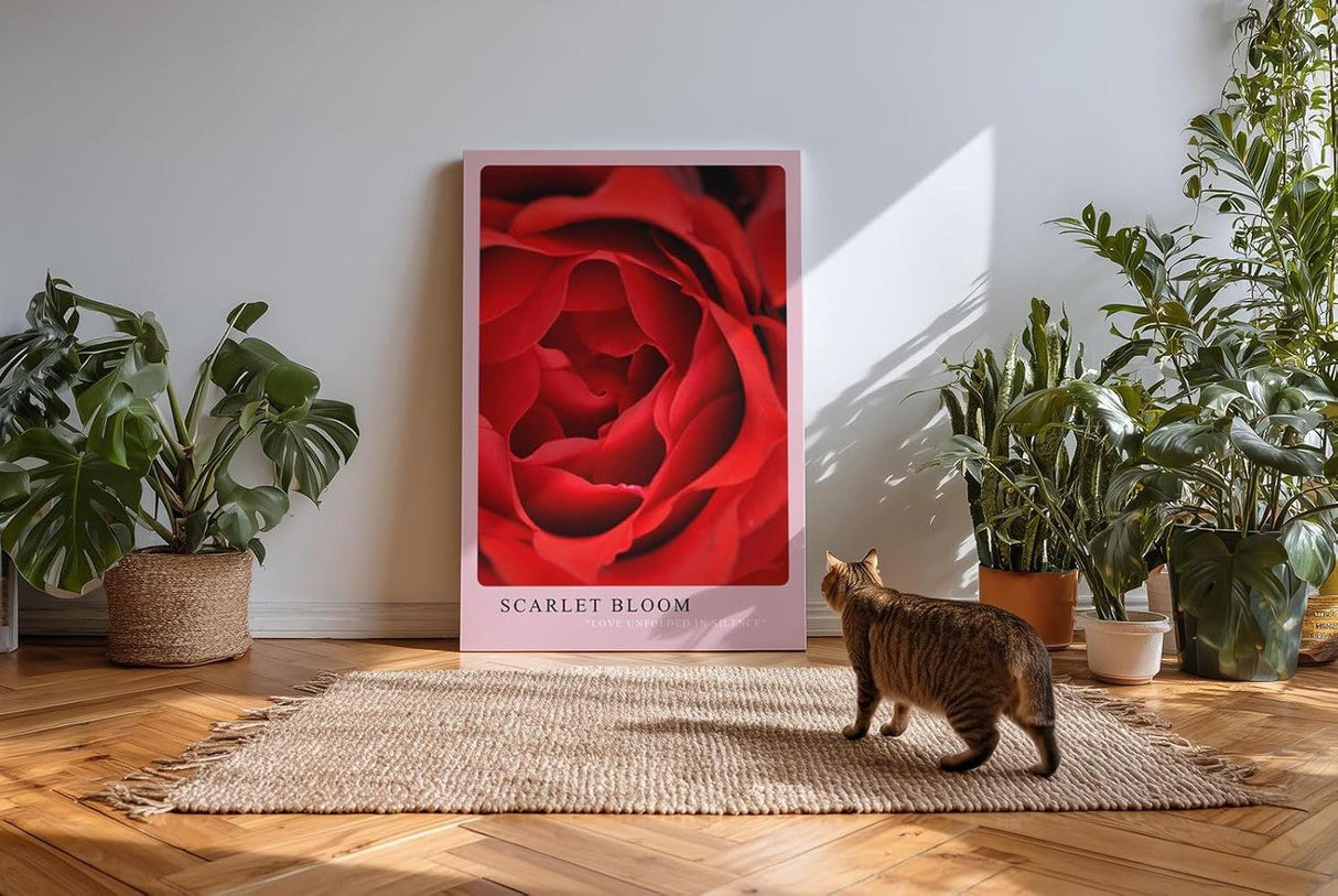 Paul Sinus Kunstdruck 40x60cm Scarlet Bloom – Rote Rosenblüte in Makroaufnahme mit eleganter Form und samtiger Textur