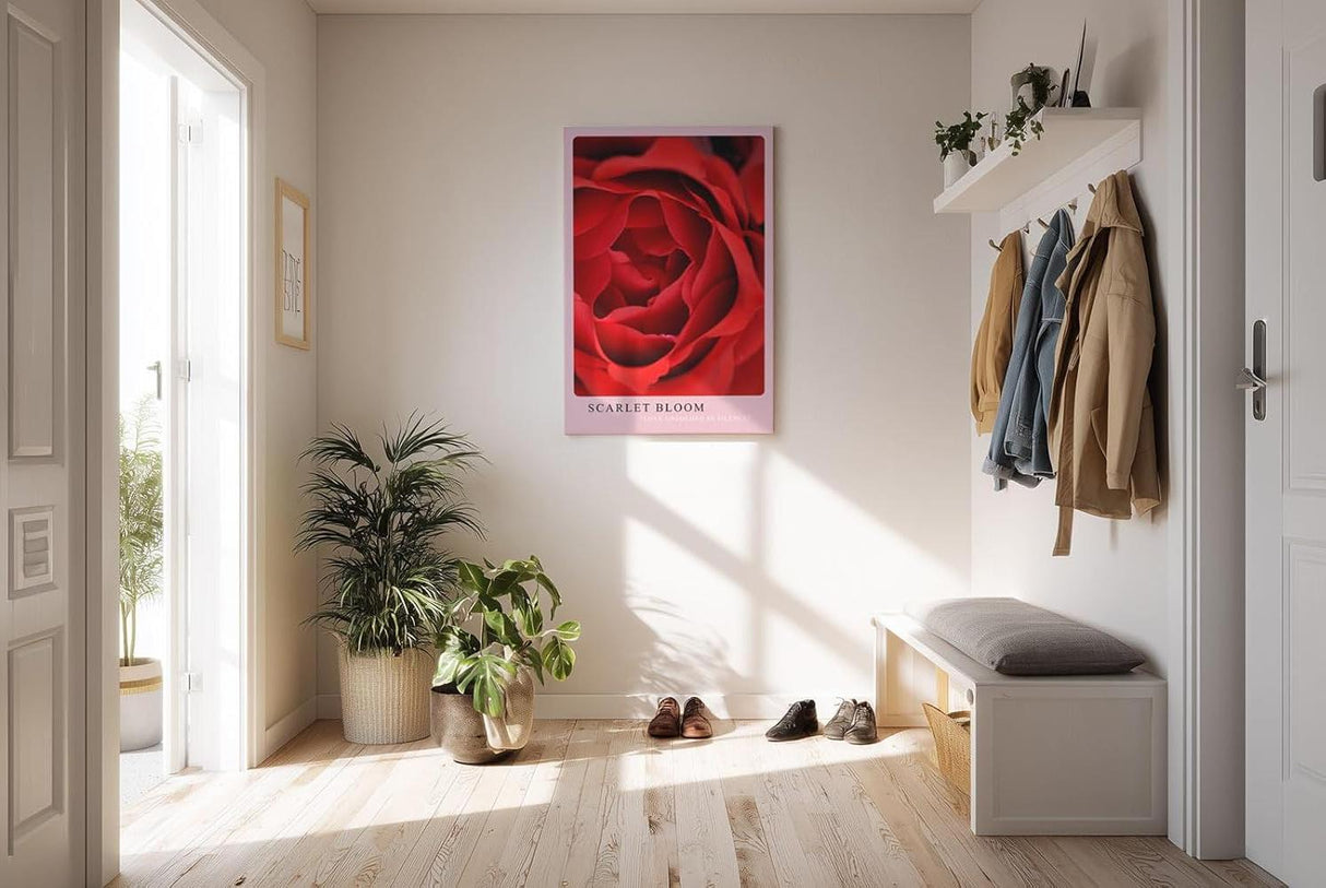 Paul Sinus Kunstdruck 40x60cm Scarlet Bloom – Rote Rosenblüte in Makroaufnahme mit eleganter Form und samtiger Textur