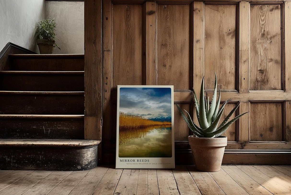 Paul Sinus Kunstdruck 40x60cm Schilf See Spiegelung Natur Berge Stille Landschaft Mirror Reeds