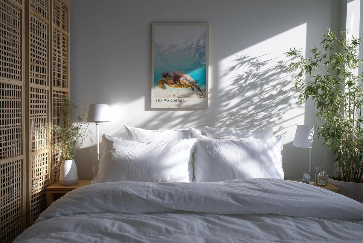 Paul Sinus Kunstdruck 40x60cm Sea Wanderer mit Meeresschildkröte unter Wasser in Türkis