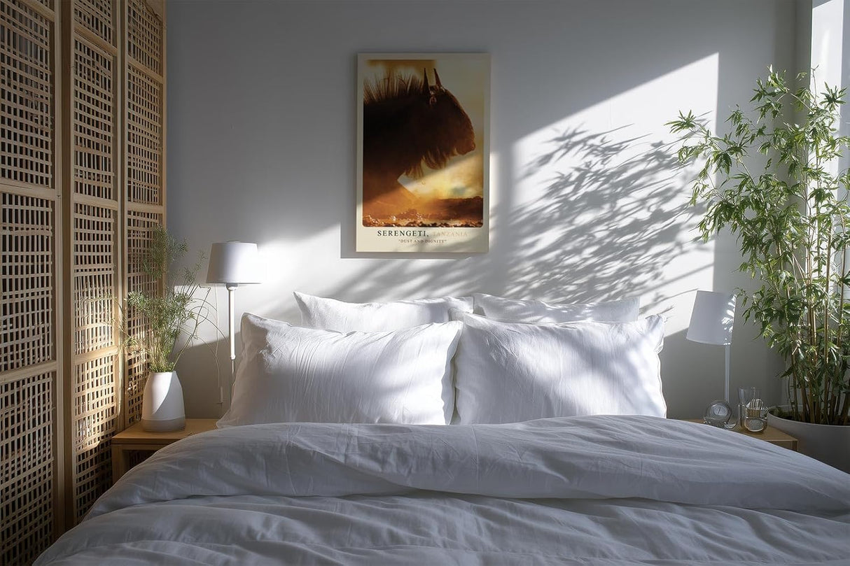 Paul Sinus Kunstdruck 40x60cm Serengeti Tansania Gnu im Staub bei Sonnenuntergang – Wildnis in Bewegung