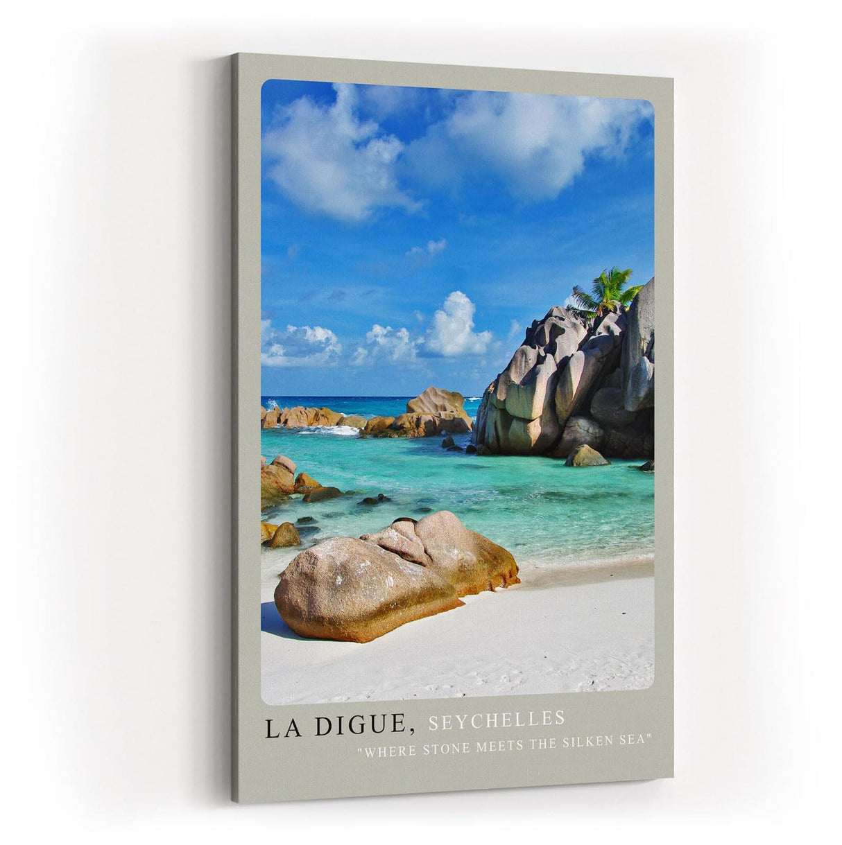 Paul Sinus Kunstdruck 40x60cm Seychellen Strand La Digue Felsen Meer Türkis Urlaub La Digue Seychelles