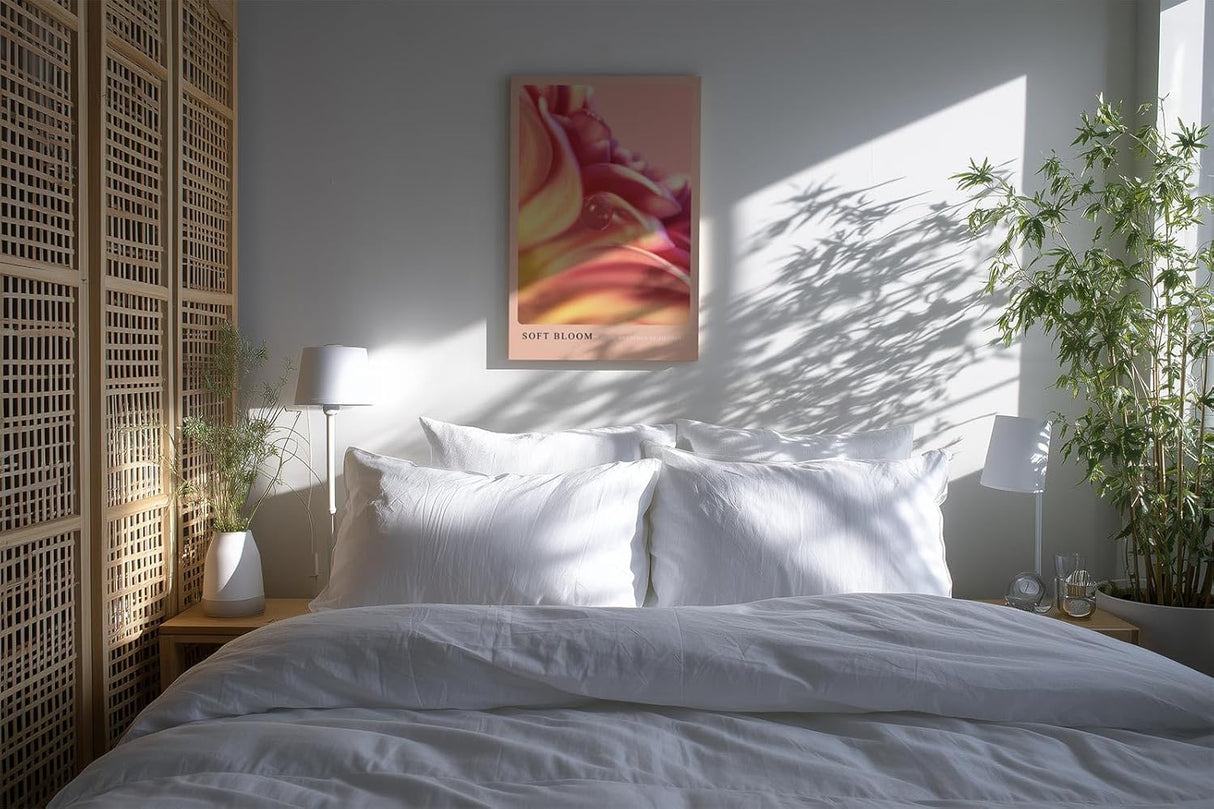 Paul Sinus Kunstdruck 40x60cm Soft Bloom – zarte Blütenblätter in Rosatönen mit Tautropfen in sanfter Nahaufnahme
