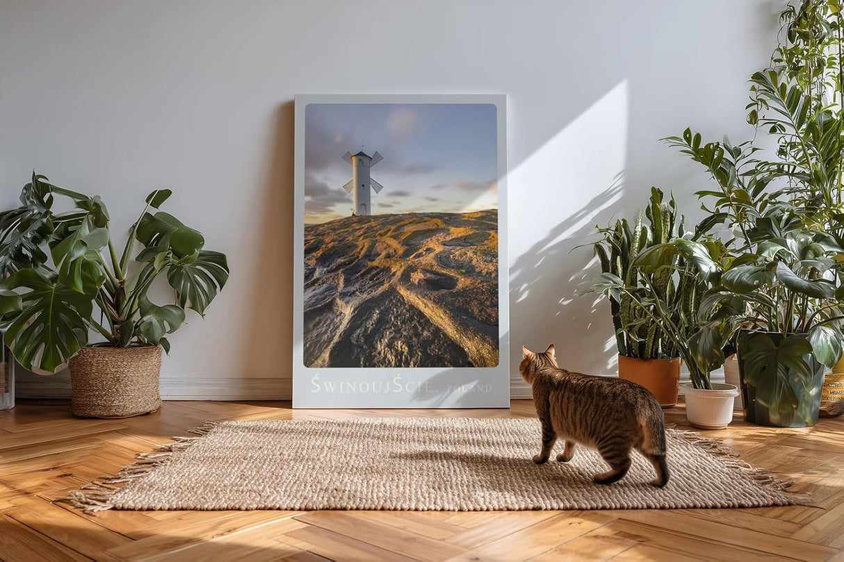 Paul Sinus Kunstdruck 40x60cm Swinoujscie Windmühlen-Leuchtturm an der Ostsee