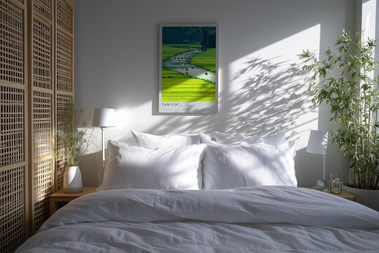 Paul Sinus Kunstdruck 40x60cm Tam Coc Vietnam Boote auf Fluss zwischen Reisfeldern – harmonische Naturreise
