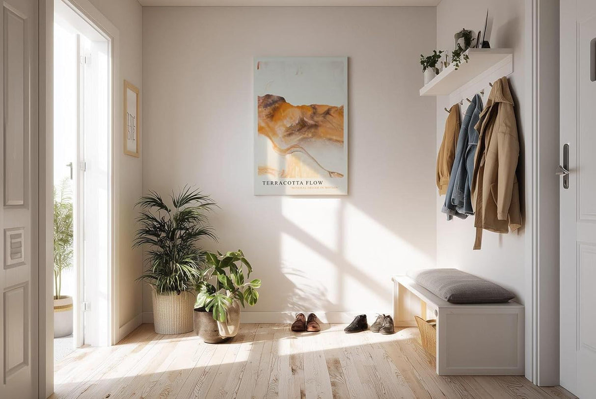 Paul Sinus Kunstdruck 40x60cm Terracotta Flow Abstrakt Malerei Mineralfarben Beige Braun Kunstwerk