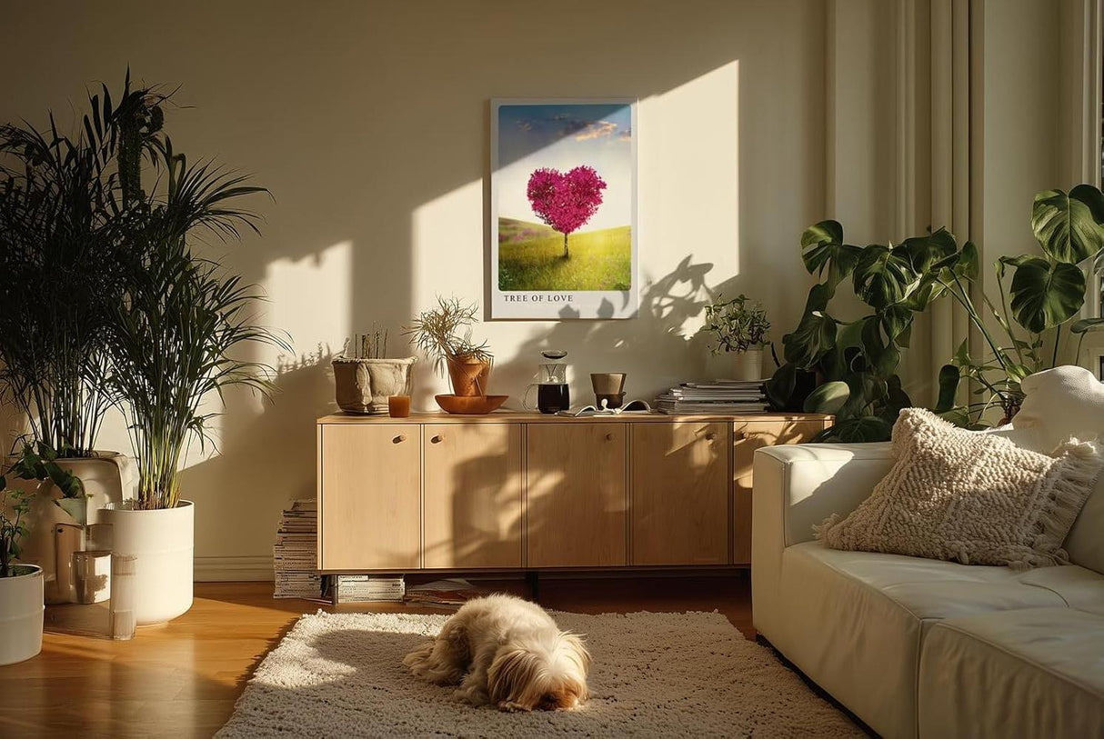 Paul Sinus Kunstdruck 40x60cm Tree of Love – Herzbaum im sonnendurchfluteten Frühlingsfeld