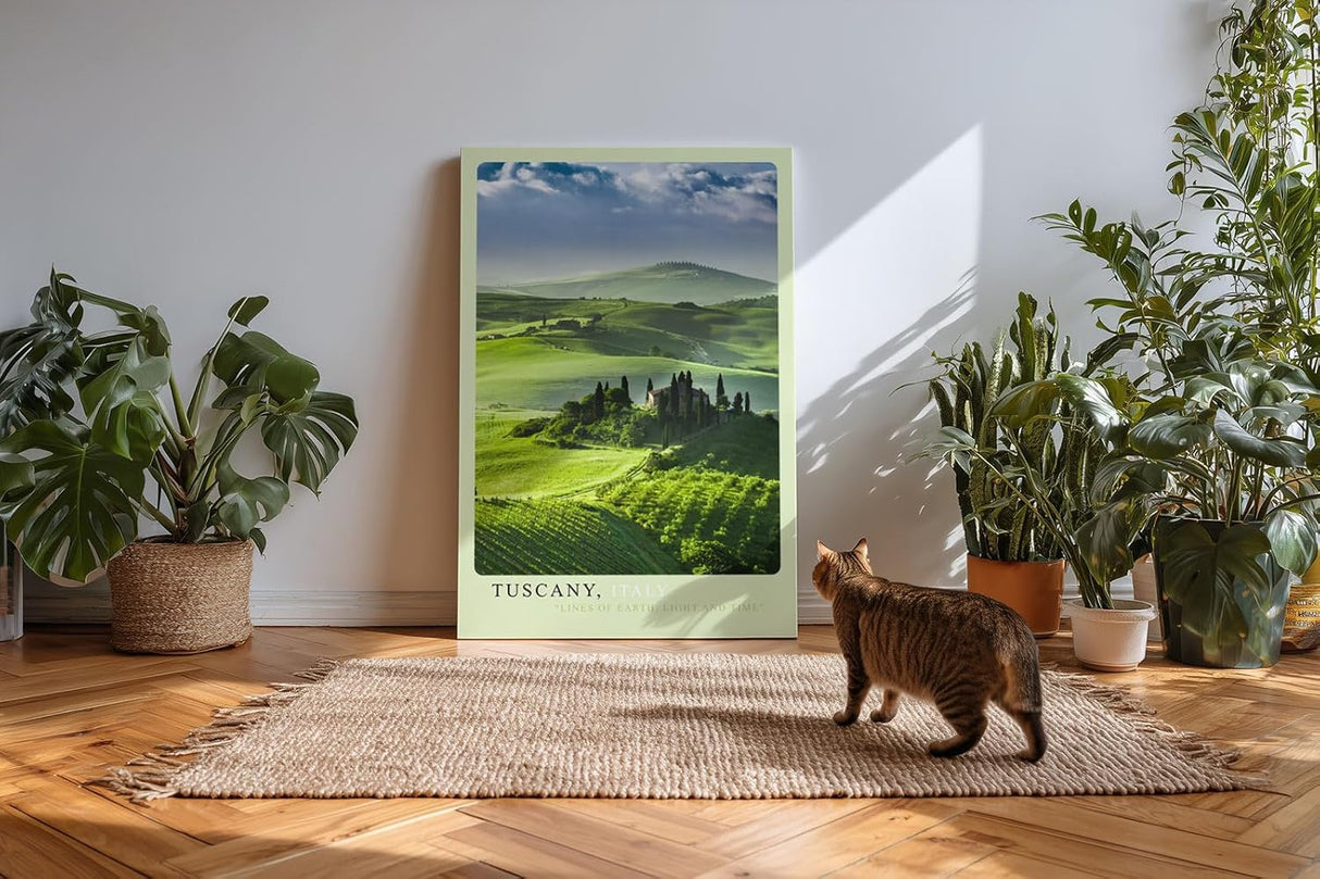 Paul Sinus Kunstdruck 40x60cm Tuscany Italien grüne Hügellandschaft mit Zypressen bei klarer Morgensonne