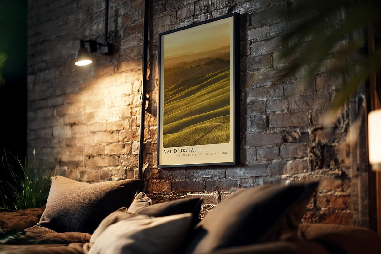 Paul Sinus Kunstdruck 40x60cm Val d’Orcia Italy goldene Hügelwellen der Toskana im warmen Abendlicht