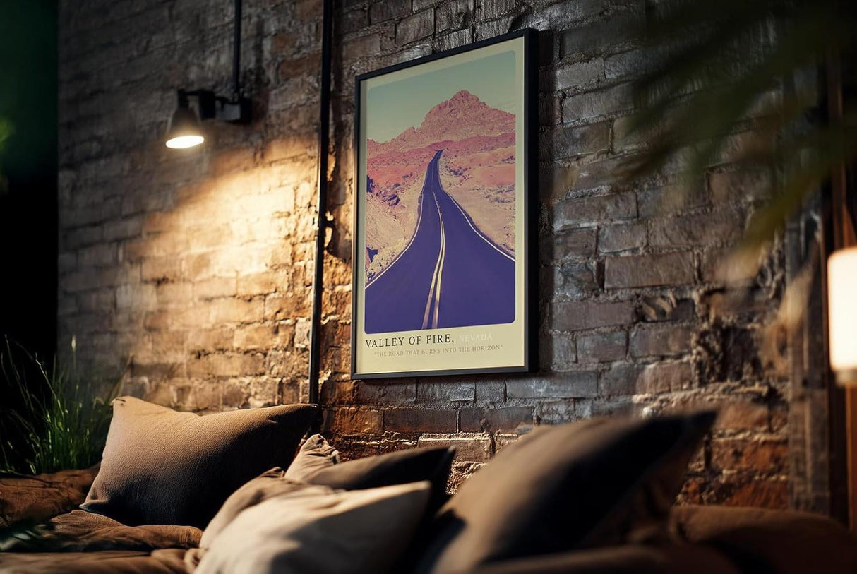 Paul Sinus Kunstdruck 40x60cm Valley of Fire – Straße durch brennende Wüstenlandschaft in Nevada