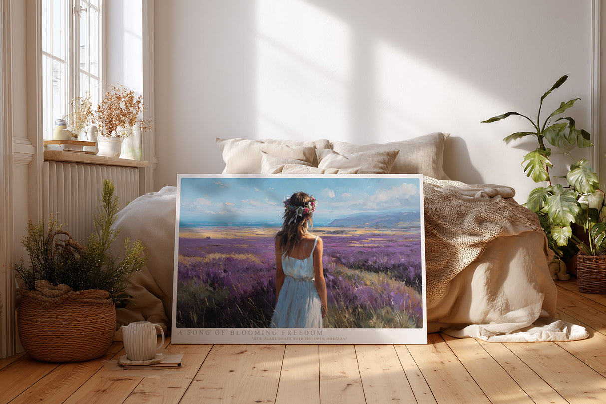 Paul Sinus Wandbild A Song of Blooming Freedom Woman in Lavender Fields and Open Horizon