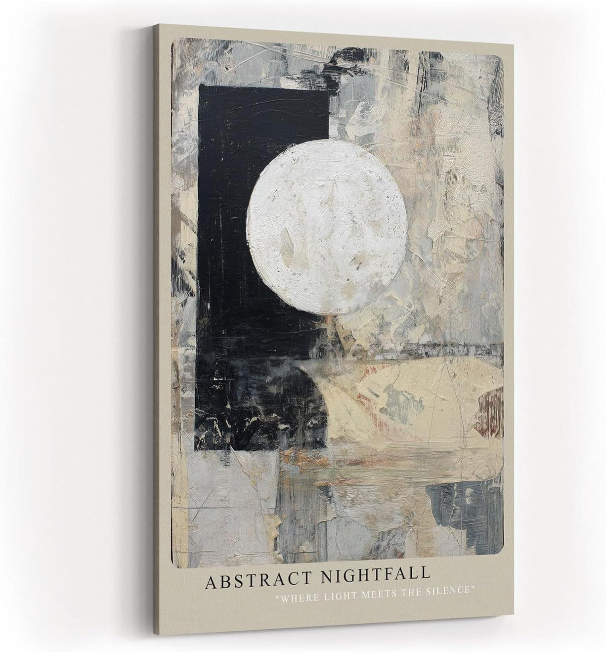 Paul Sinus Wandbild in 40x60cm Abstract Nightfall – Zeitgenössische abstrakte Kunst mit kontrastreicher Geometrie und strukturierten Flächen