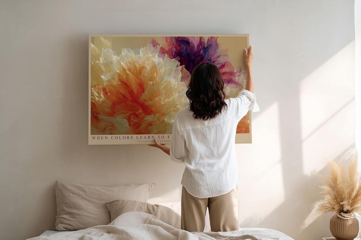Paul Sinus Wandbild 120x80cm Abstrakte Blueten in leuchtenden Farben moderne florale Kunst