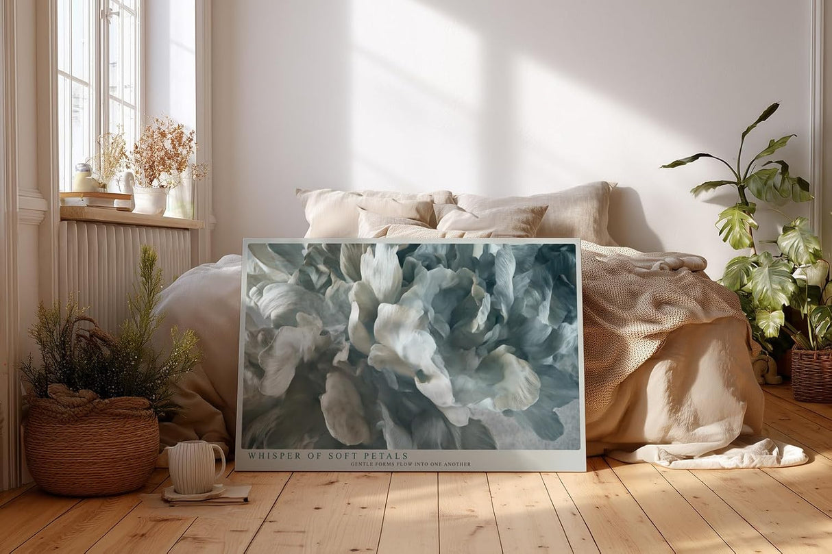 Paul Sinus Wandbild 120x80cm abstrakte Blume modern grau beige floral Kunst Kunstdruck grosses Kunstbild elegante Wanddekoration fuer Wohnzimmer Büro Flur