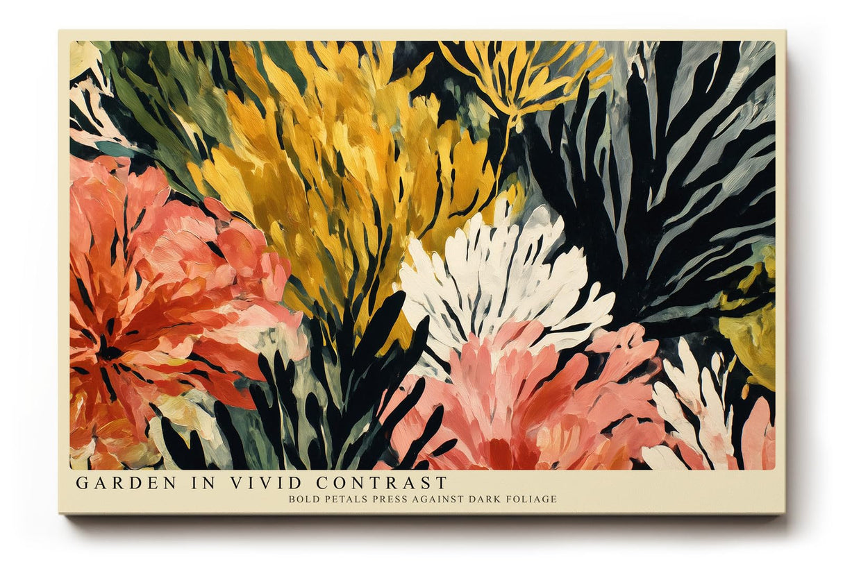 Paul Sinus Wandbild 120x80cm Abstrakte Blumen Kontrastreiche Florale Kunst Moderne Gartenkomposition mit intensiven Farben