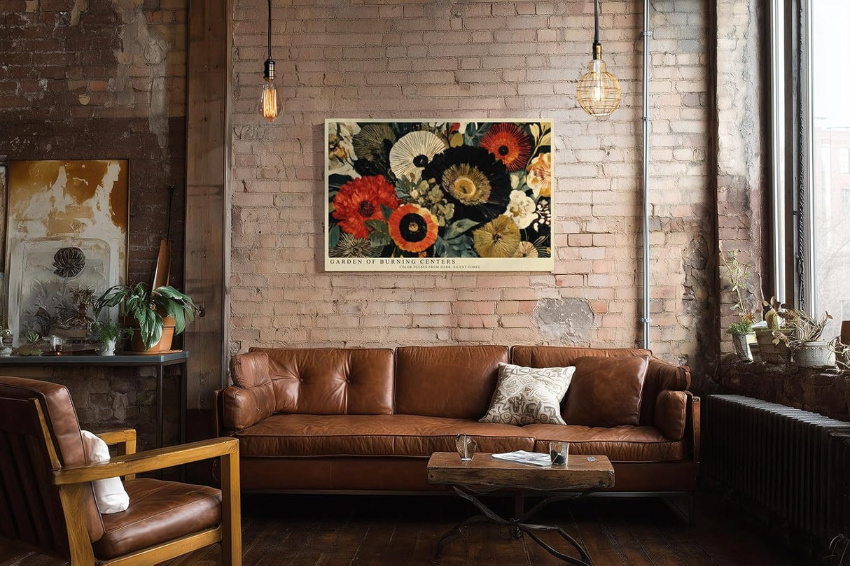 Paul Sinus Wandbild 120x80cm Abstrakte Blumen Moderne Florale Kunst Komposition mit warmen Farben und dekorativer Struktur
