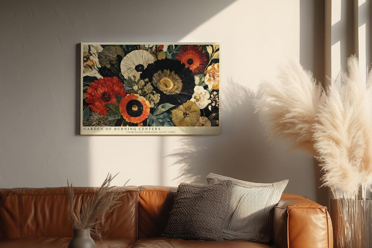 Paul Sinus Wandbild 120x80cm Abstrakte Blumen Moderne Florale Kunst Komposition mit warmen Farben und dekorativer Struktur