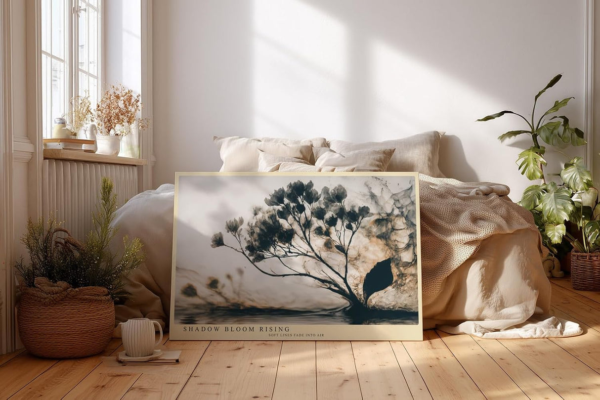 Paul Sinus Wandbild 120x80cm abstrakte Blumen Naturstruktur moderne botanische Kunst braune graue Linien minimalistische