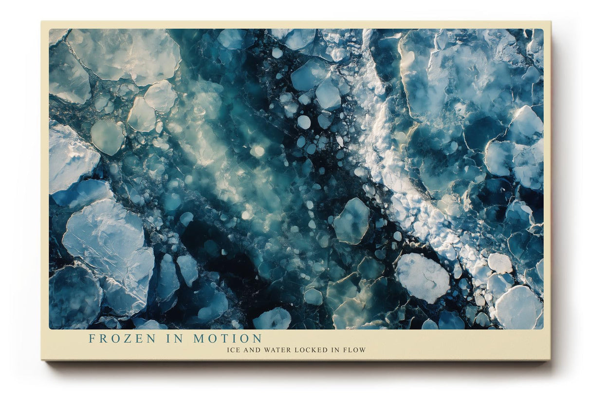 Paul Sinus Wandbild 120x80cm abstrakte Eisstruktur blau modern Natur Textur Kunstdruck grosses Wandbild 120x80cm elegante Wanddekoration fuer Wohnzimmer Büro