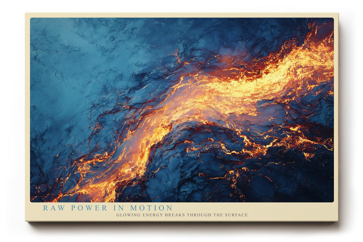 Paul Sinus Wandbild 120x80cm abstrakte Energie modern blau orange Lava Stil Kunst Kunstdruck grosses Kunstbild dynamische Wanddekoration fuer Wohnzimmer Büro