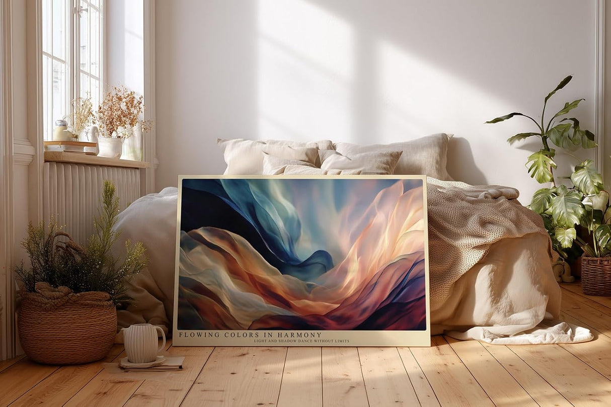 Paul Sinus Wandbild 120x80cm abstrakte Farbbewegung moderne Fluid Kunst warmes Farbspiel stilvolle Wanddekoration fuer Wohnzimmer Büro