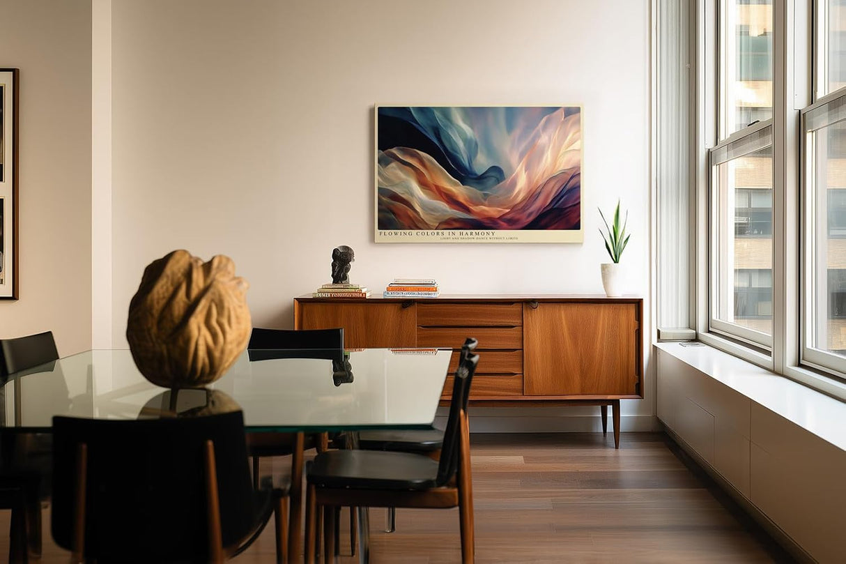 Paul Sinus Wandbild 120x80cm abstrakte Farbbewegung moderne Fluid Kunst warmes Farbspiel stilvolle Wanddekoration fuer Wohnzimmer Büro