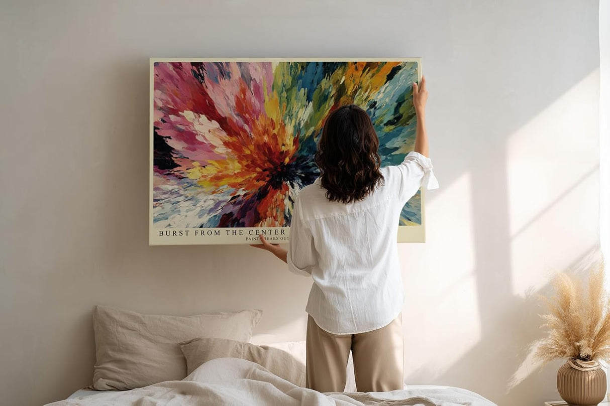 Paul Sinus Wandbild 120x80cm Abstrakte Farbexplosion Moderne Kunst in Bunt und Dynamischer Struktur für Wohnzimmer Büro Atelier