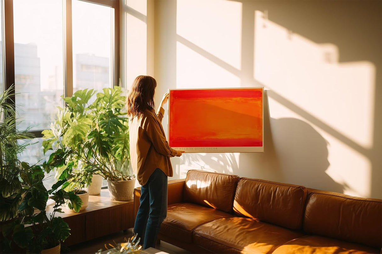 Paul Sinus Wandbild 120x80cm Abstrakte Farbkomposition in Orange und Rot moderne Minimal Art Kunst Wanddekoration