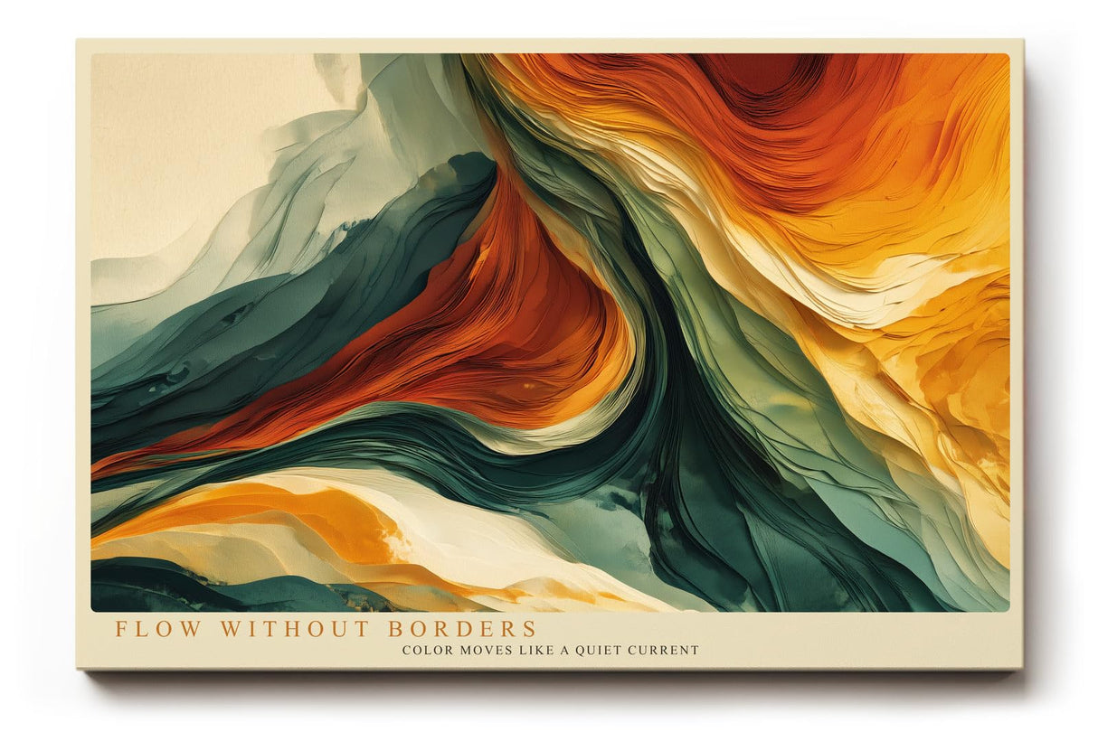 Paul Sinus Wandbild 120x80cm abstrakte Farbkomposition orange gelb gruen moderne Kunst dynamische Linien abstrakte Wanddekoration fuer Wohnzimmer Büro