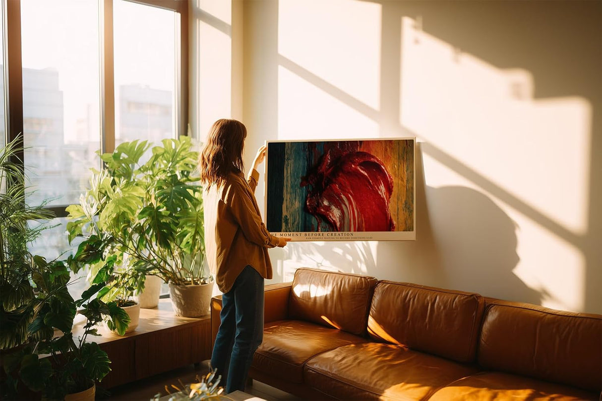 Paul Sinus Wandbild 120x80cm Abstrakte Farbstruktur Rot Moderne Kunst Malerei Ausdrucksstarkes Pigment Motiv mit intensiver Farbwirkung