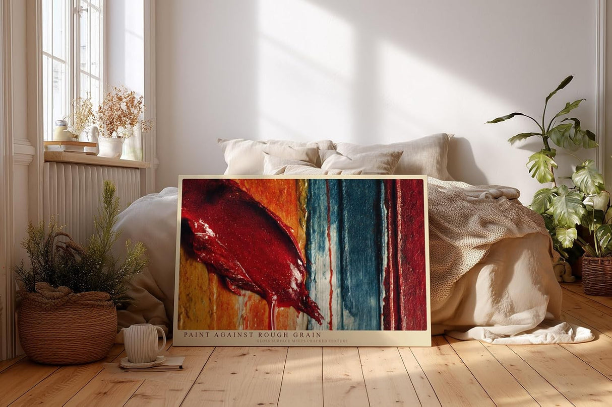 Paul Sinus Wandbild 120x80cm Abstrakte Farbtextur Rot Blau Moderne Strukturkunst fuer Wohnzimmer Büro und kreative Raeume