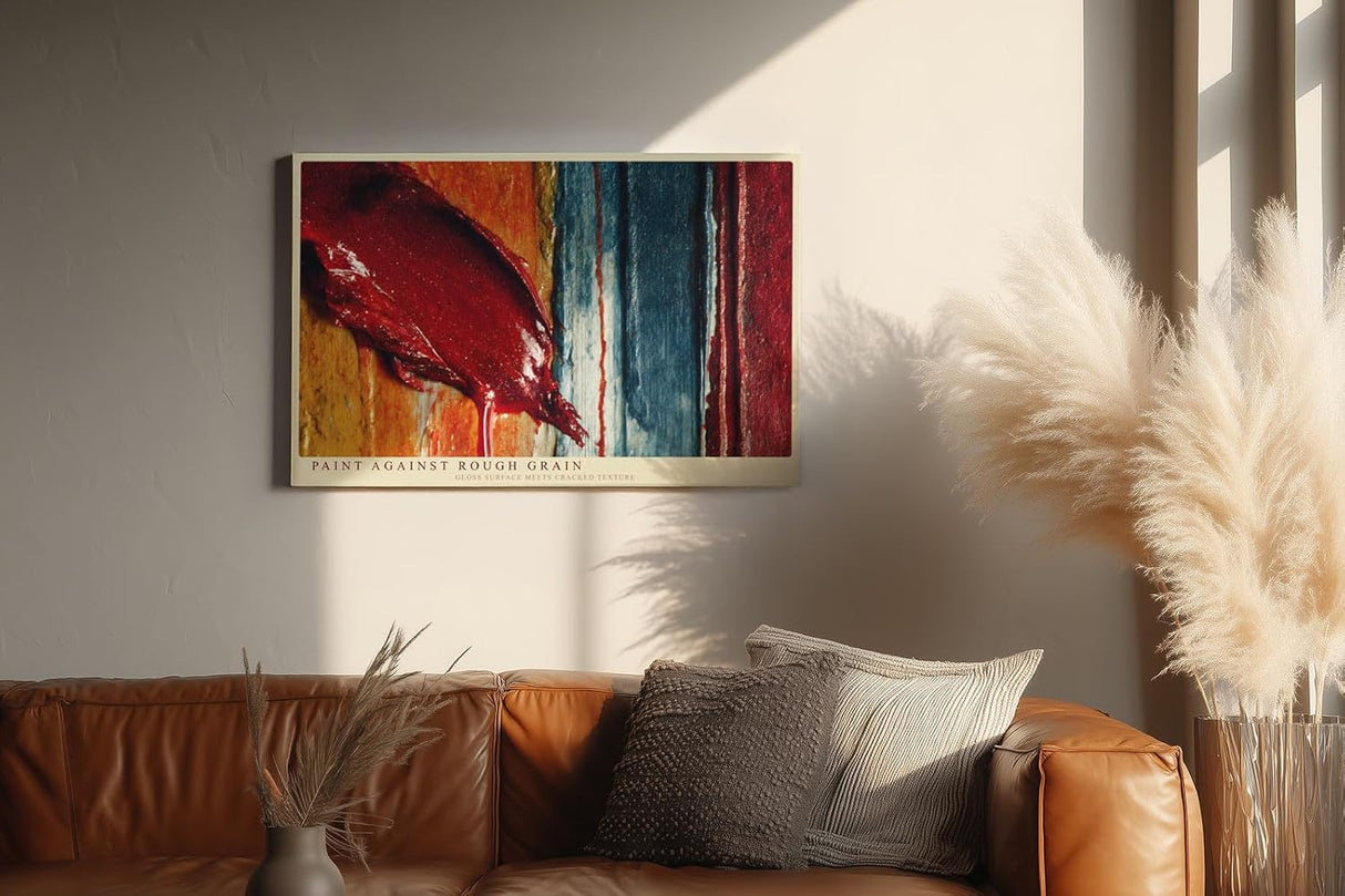 Paul Sinus Wandbild 120x80cm Abstrakte Farbtextur Rot Blau Moderne Strukturkunst fuer Wohnzimmer Büro und kreative Raeume