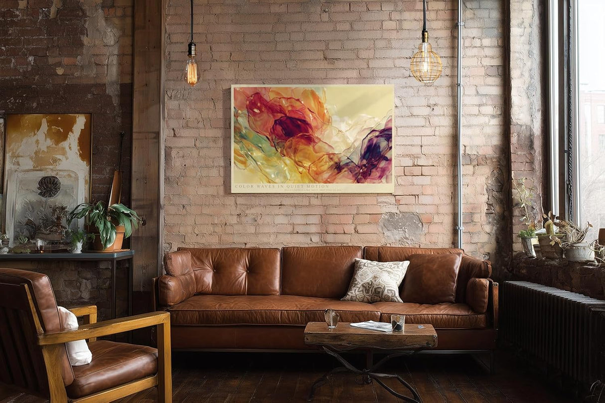 Paul Sinus Wandbild 120x80cm Abstrakte Farbwolken in warmen Toenen moderne Fluid Art Kunst Wanddekoration