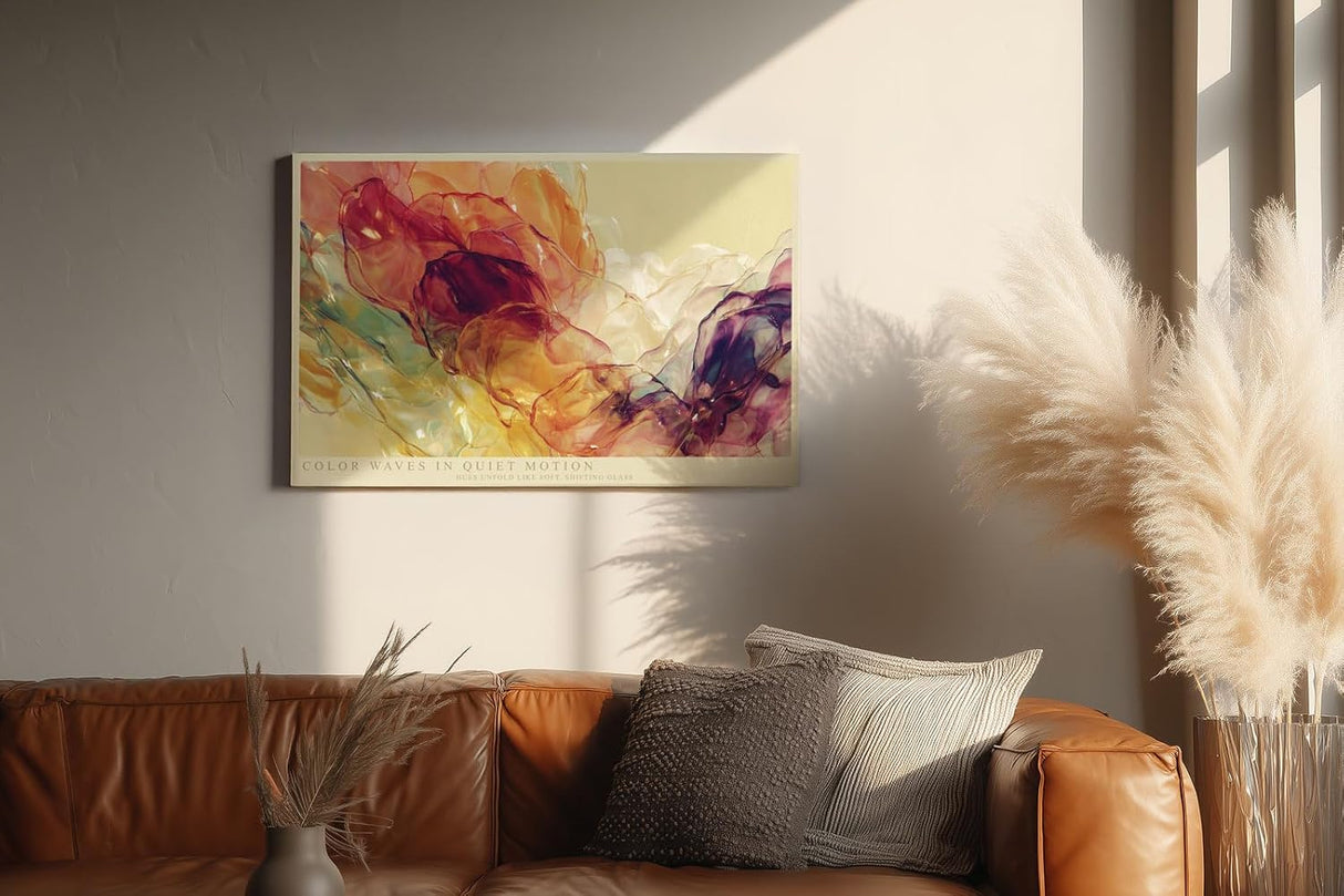 Paul Sinus Wandbild 120x80cm Abstrakte Farbwolken in warmen Toenen moderne Fluid Art Kunst Wanddekoration