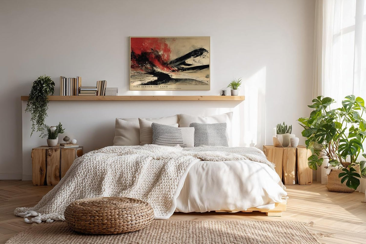 Paul Sinus Wandbild 120x80cm Abstrakte Feuer Landschaft Moderne Kunst LeinWandbild 120x80cm Dynamische Farbexplosion Wanddekoration