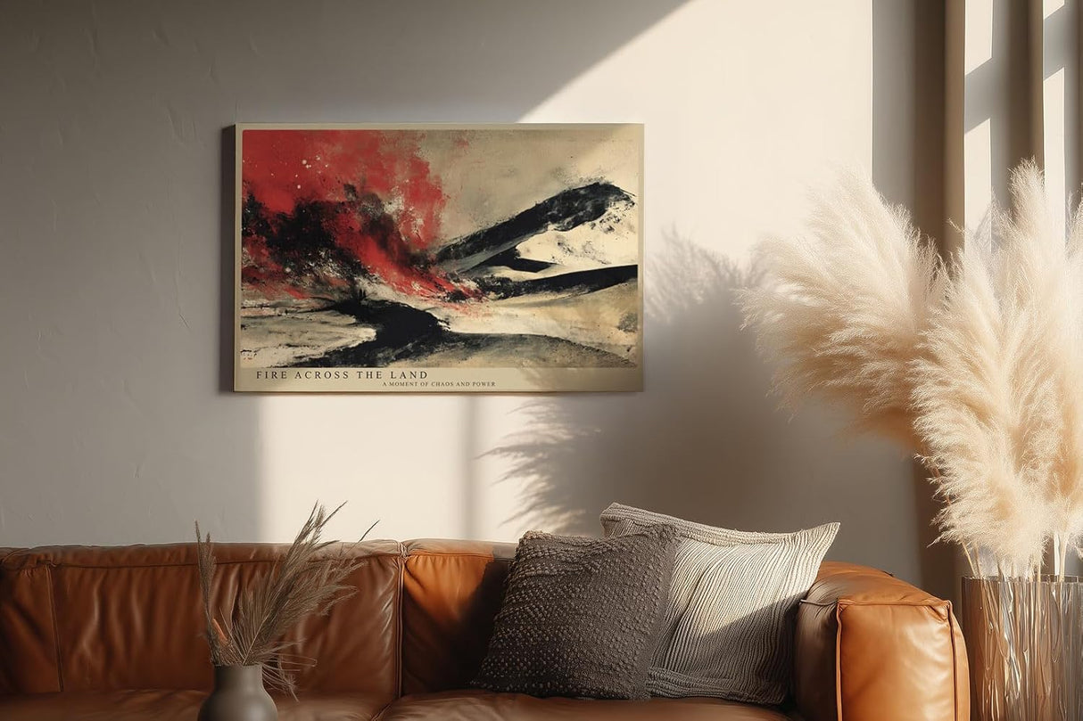 Paul Sinus Wandbild 120x80cm Abstrakte Feuer Landschaft Moderne Kunst LeinWandbild 120x80cm Dynamische Farbexplosion Wanddekoration