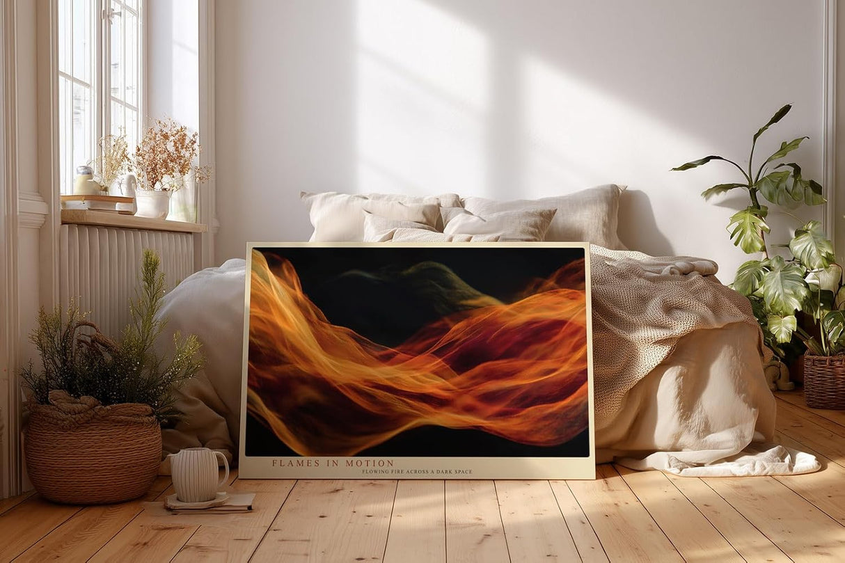 Paul Sinus Wandbild 120x80cm abstrakte Feuerwellen moderne Flammen Bewegung Kunstbild warmes Farbspiel in orange rot für Wohnzimmer Büro Atelier
