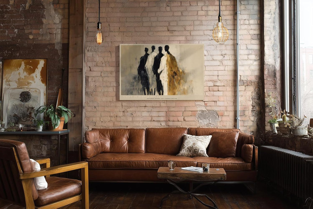 Paul Sinus Wandbild 120x80cm abstrakte Figuren modern beige schwarz gold Kunst Kunstdruck grosses Kunstbild stilvolle Wanddekoration fuer Wohnzimmer Büro Flur