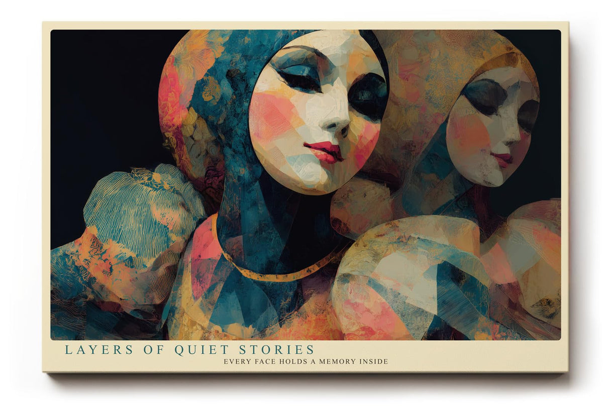 Paul Sinus Wandbild 120x80cm abstrakte Frauenportraets moderne Kunstfigur farbenreiche Illustration stilvolle Wanddekoration fuer Wohnzimmer Atelier Büro