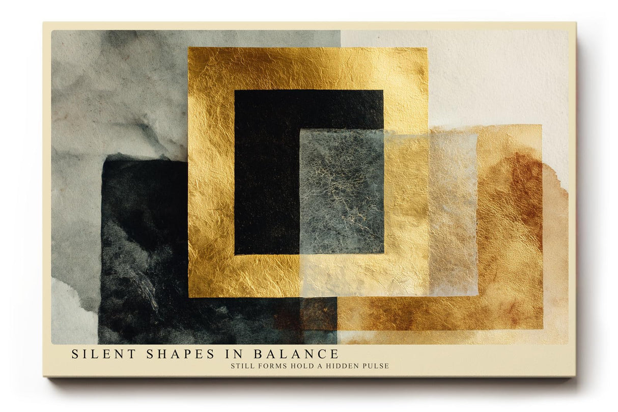 Paul Sinus Wandbild 120x80cm Abstrakte Geometrische Formen in Schwarz Gold und Beige Moderne Kunst für Wohnzimmer Büro und Flur