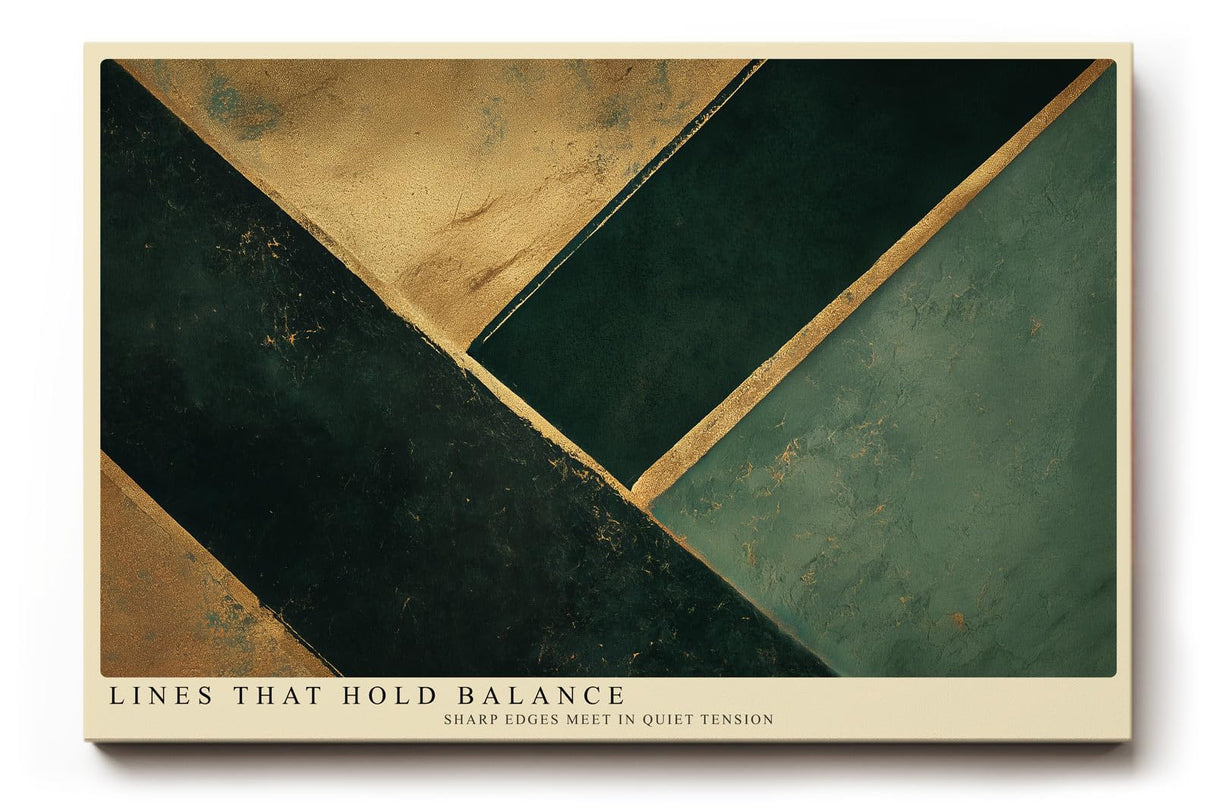 Paul Sinus Wandbild 120x80cm abstrakte geometrische Kunst gruen gold modern minimalistisch Linien Design Kunstdruck grosses Wandbild 120x80cm elegante Wanddekoration fuer Wohnzimmer Büro
