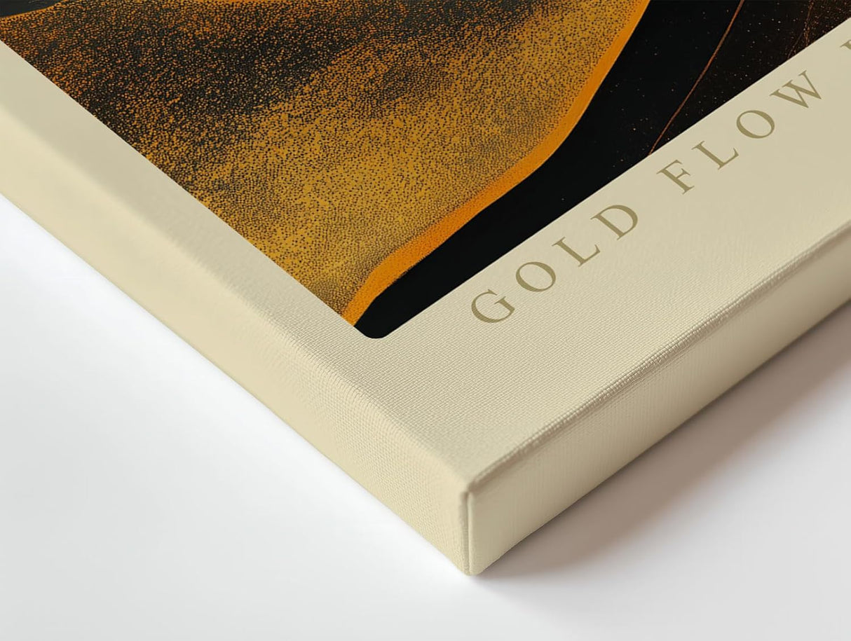 Paul Sinus Wandbild 120x80cm Abstrakte Goldene Linien Moderne Luxus Kunst in Schwarz und Gold für Wohnzimmer Büro Flur